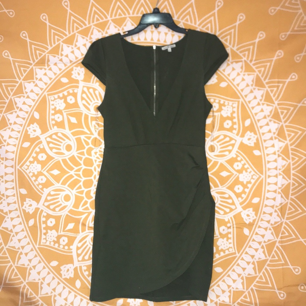 Rouched army green dress